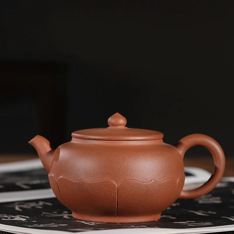 

Yixing purple clay pot genuine hand-made original mine downhill clay laughing cherry lotus flower pot Kungfu teapot gift