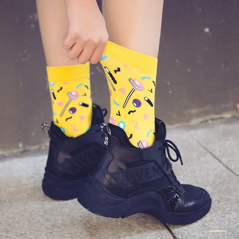 Женская мода Harajuku уличного искусства моды носки забава Ретро Ван Гог пищевых
