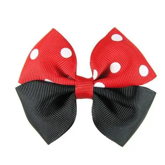 

300pcs/lot Medium Grosgrain 2 tone Pinwheel Hair Bow Clips-Red and Black