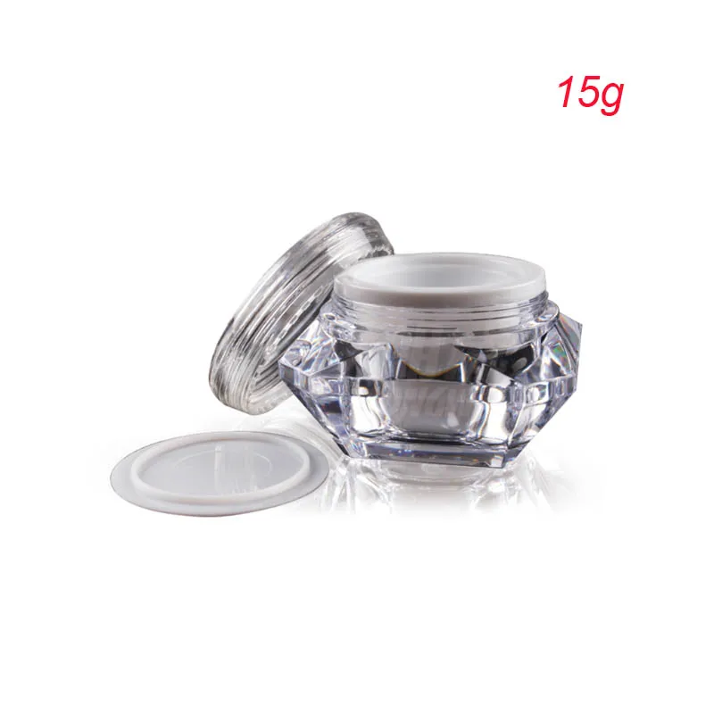 New 100pcs 15g diamond shape cream jar, clear luxury plastic jar 15g , empty Cosmetic Jar and cosmetic container wholesale