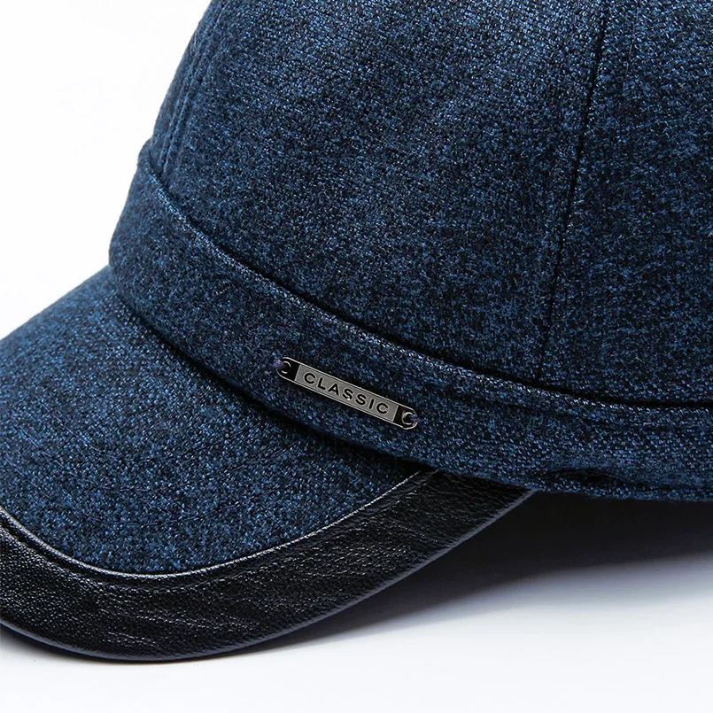 Мужская осенне-зимняя бейсболка EAGLEBORN с ушами сохраняющая тепло хлопковая