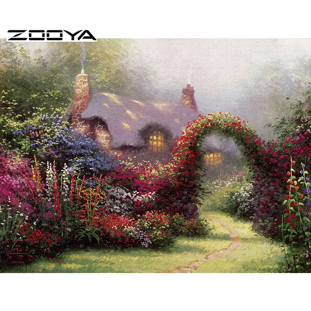 

ZOOYA Needlework Diy Diamond Painting Square Drill Full Rhinestone Sticker Cross Stitch Wedding Flower Wall Beautiful Garden F48