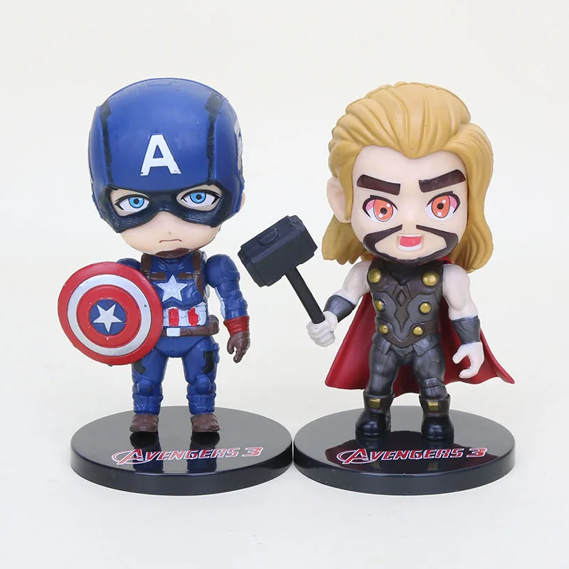 10 см набор из 6 игрушек Marvel, Мстители, эндшпиль, Набор фигурок, Человек-паук, Капитан Америка, Халк, тонас, капитан Марвел, модель куклы