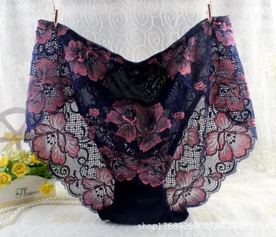 Ropa interior femenina, женские трусы, сексуальное нижнее белье размера плюс 7XL, роскошное кружевное цветочное Прозрачное нижнее белье, женские трусики - Цвет: blue and orange