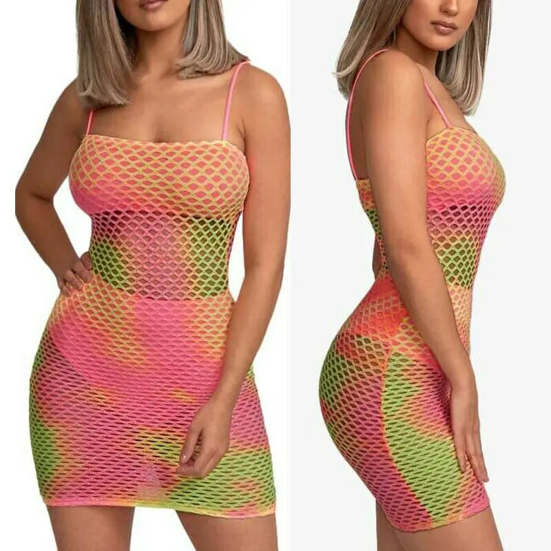 Женское Сетчатое платье-бикини Пляжное платье с открытыми плечами и сеткой