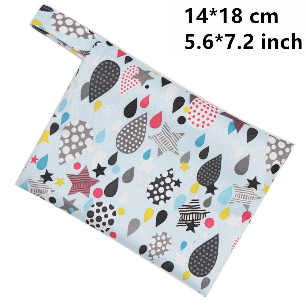 6pcs Portable Waterproof PUL Wet Bag for Menstrual Pads Cloth Sanitary Pads Bag with Snap Handle Printed Bag