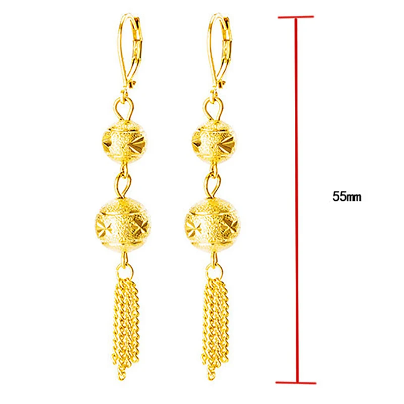 Fashion Long Tassel Real 24K Pendant Dangle Earrings for Women New Gold Drop Jewelry Statement | Украшения и аксессуары