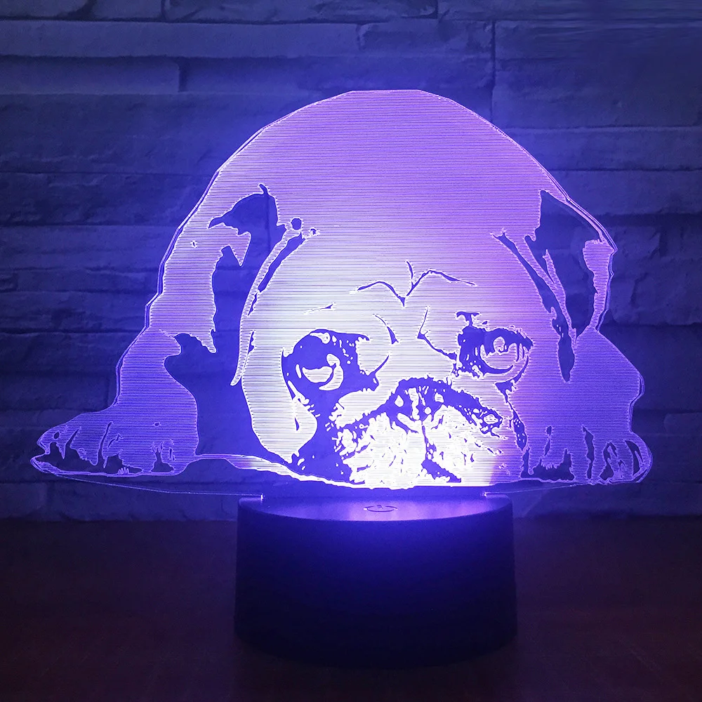 Животные собаки 3D светодиодные фонари корова/Бульдог/мопс/Американский бык
