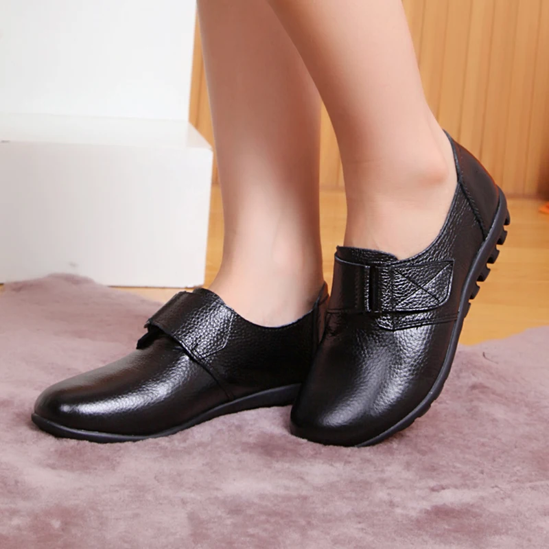MUYANG 2018 Mother Old Female Women Flats New Genuine Leather Handmade Flat Shoes Woman Casual Comfortable | Обувь