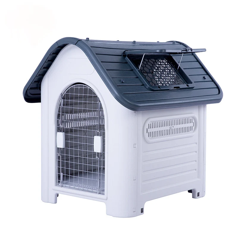 Gray-2 Petshy открытый дом для собак питомник пластиковый Летний дышащий водонепроницаемый непромокаемый маленький средний большой собаки клетка для переноски кошки гнездо - Цвет: Gray-2