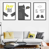 haochu canvas cartoon cat heart cute painting living room home decor painting print poster simple nordic wall picture