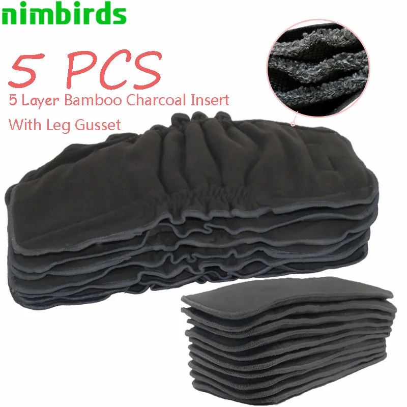 5 шт. детские подгузники слоев|cloth diaper nappy|charcoal insertsbamboo charcoal inserts |