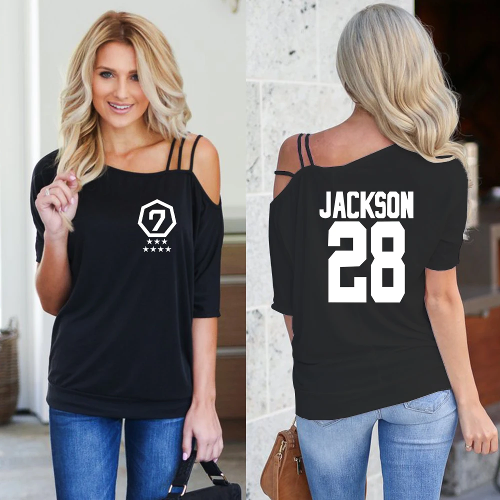 GOT7 футболка женская с одним плечом летняя с коротким рукавом Сексуальная GOT7 футболка уличная мода горячая Распродажа Kpop Корейская одежда