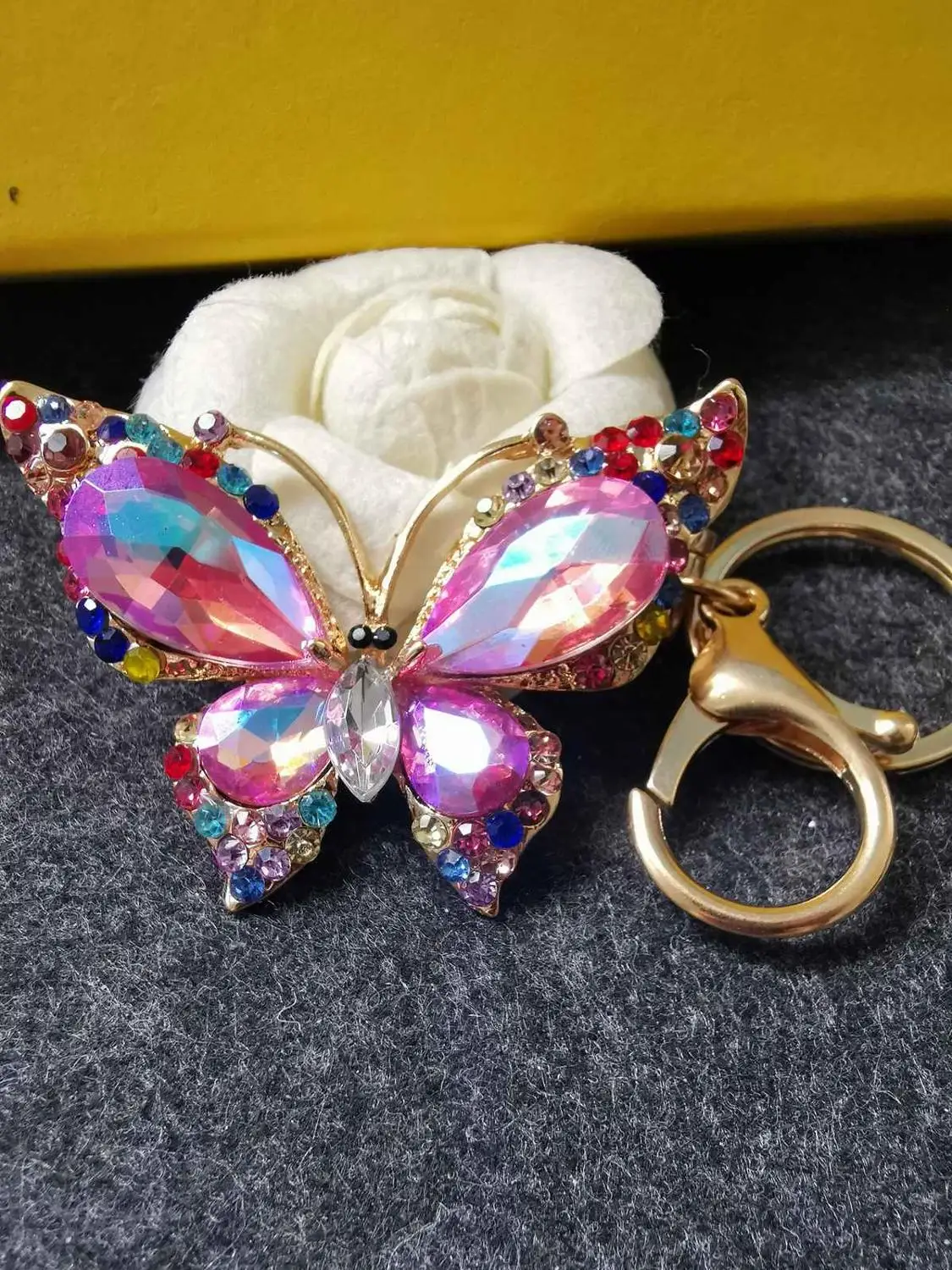 4 шт./лот цветной 3d брелок из цинкового сплава с бабочками DIY сумка для украшения
