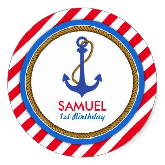 3 8 см AHOY! Морской день рождения ребенка душ Классический круглый стикер|sticker