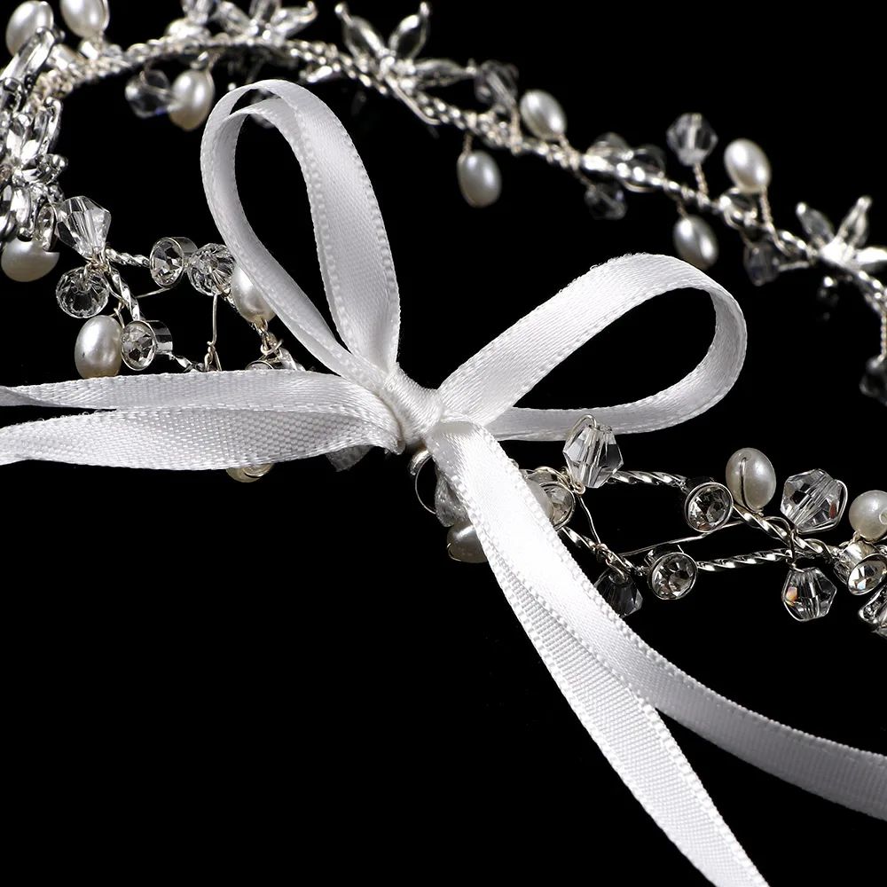 

Shiny Crystal Flower Bridal Hairband Wedding Handmade Floral Rhinestone Ribbon Headband Head Piece Women Party Prom Jewelry