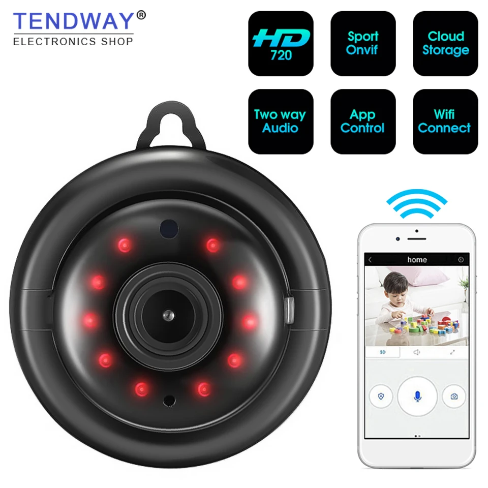 Tendway мини видеокамеры Wi Fi 720P IP беспроводная камера видеонаблюдения инфракрасное
