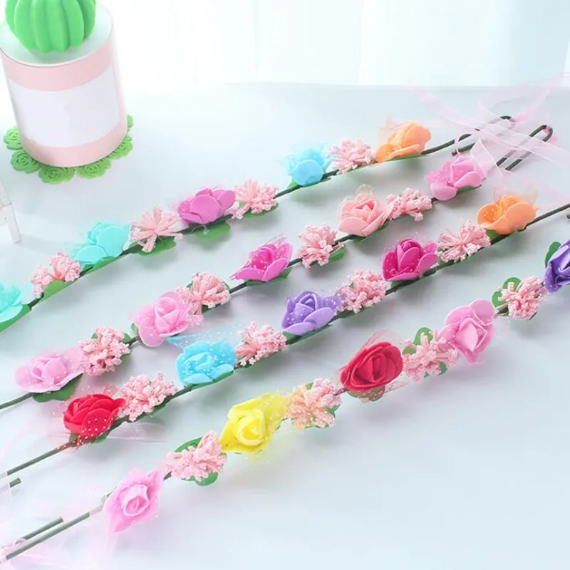 

New Colorful Flowers Headband Garland Wreath Kids Children Floral Hair Accessory Halloween Party Favor Gift Wedding