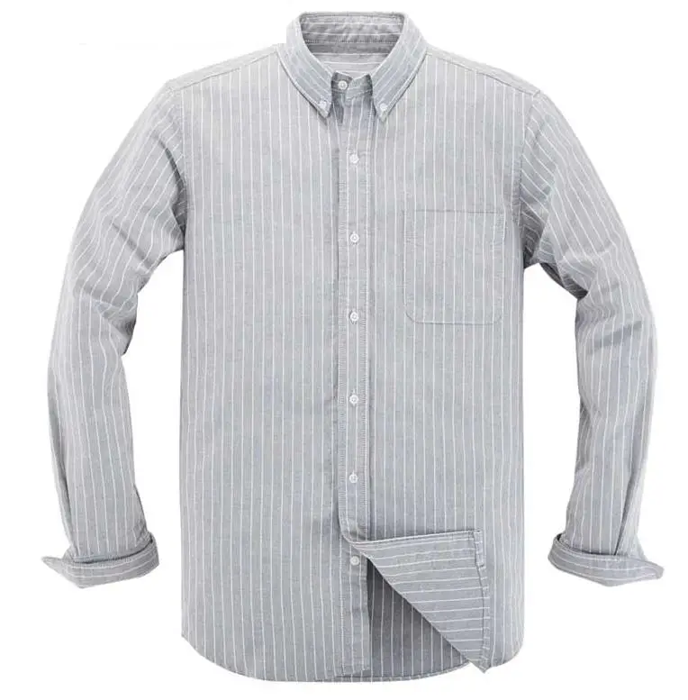Весенняя Мужская Новая оксфордская Повседневная клетчатая полосатая рубашка из чёсаного хлопка, мужская рубашка с длинными рукавами для повседневного бизнеса Xiaomi mijia - Цвет: L