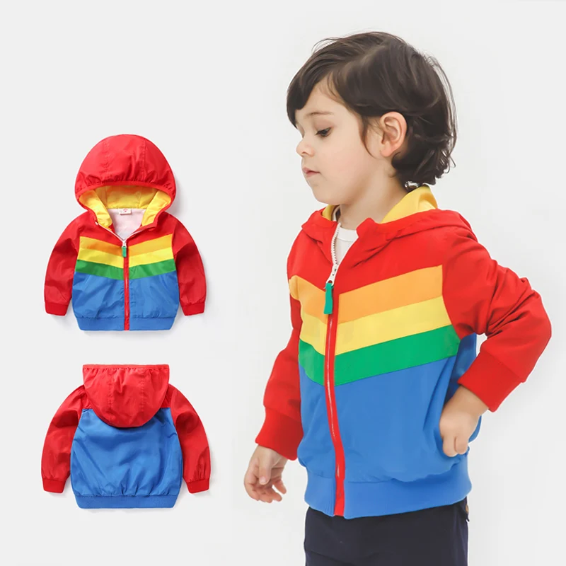 Многоцветная куртка для малышей весенняя ветровка маленьких мальчиков Верхняя
