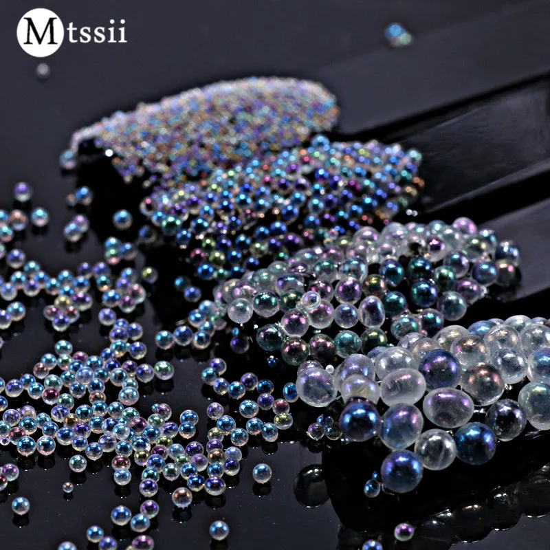 Mtssii 3D Стразы для ногтей, бисер, белые бусины, 1 коробка, блестящая пудра для дизайна ногтей, пудра, пылевые наконечники, маникюр, дизайн ногтей, украшение