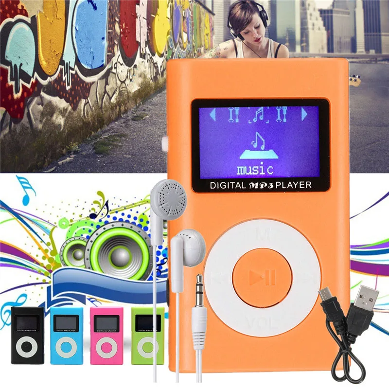 LEORY Мини Портативный USB MP3 плеер с наушниками ЖК-экран Поддержка 32 ГБ Micro SD TF кард-ридер для спорта музыкальный плеер MP3