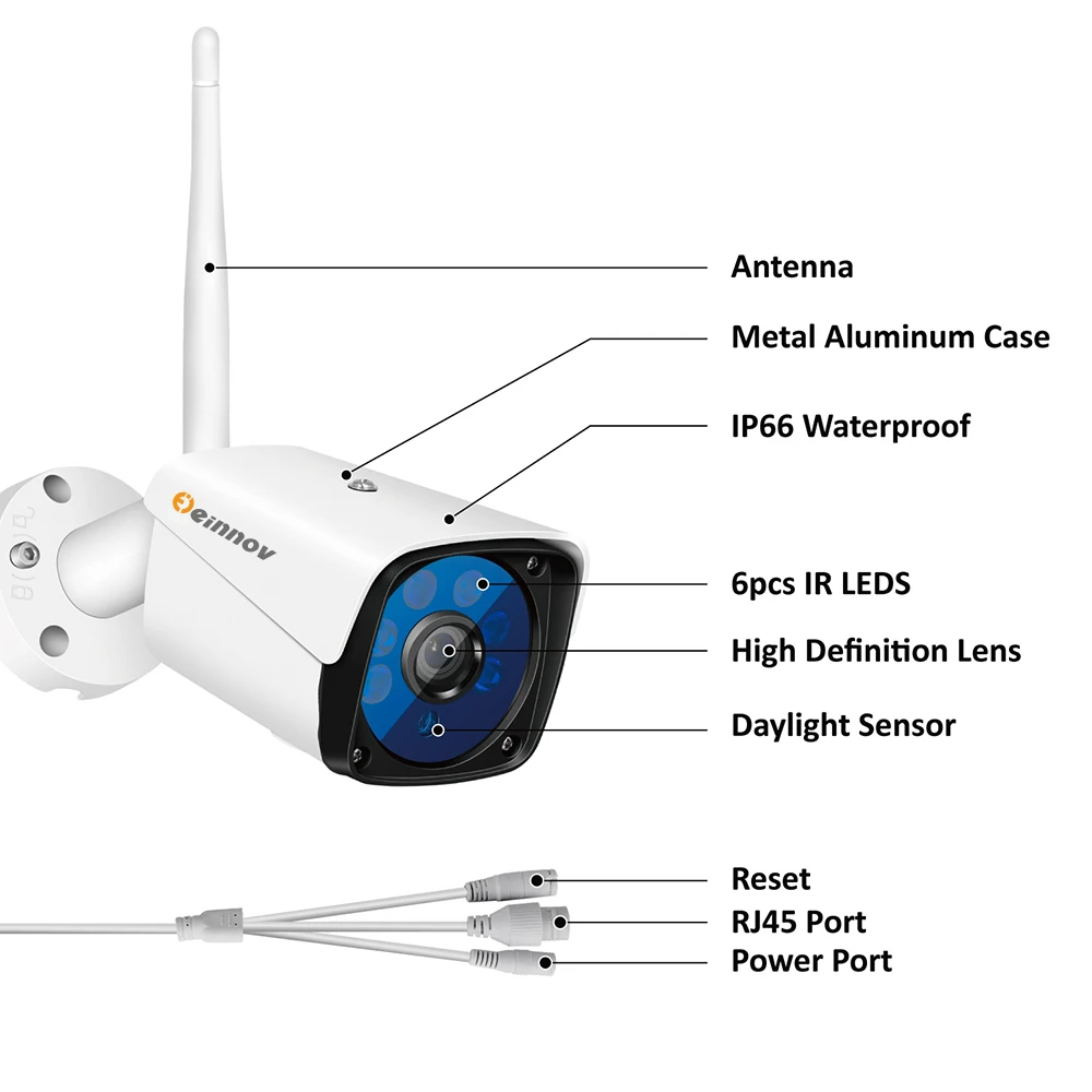 Камера видеонаблюдения Einnov HD беспроводная камера безопасности 1080P 2 МП с Wi Fi IP