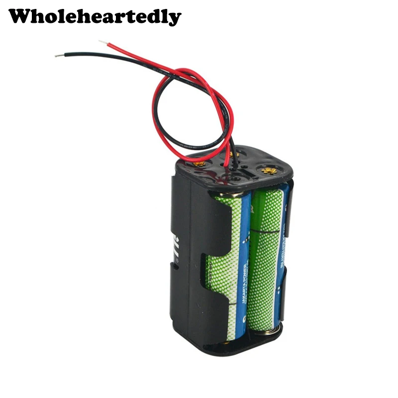 Brand New 5pcs/lot Battery Holder 1.5V for 4 x AA Batteries Black Plastic Storage Box Case Dual Layers With Wire Lead