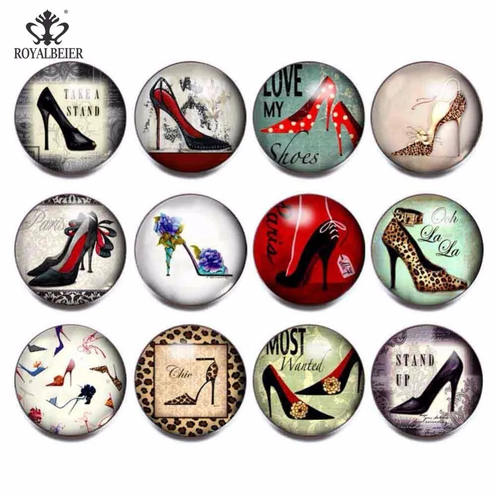 Royalbeier Ловец снов Перо Серьги кнопки Пуговицы 12 шт./лот 18 мм кабошон Стекло