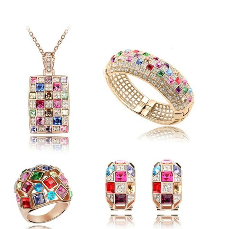 OMHXZJ Оптовая Продажа AAA Австрийский Кристалл Золото Серебро 18KT Платина женщина