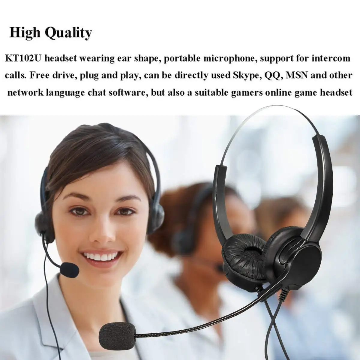 4-контактный RJ9 с кристаллической головкой Hands-free колл-центра Шум шумоподавления бинауральные гарнитуры Bluetooth наушники с микрофоном для струйного принтера Desk телефон O5