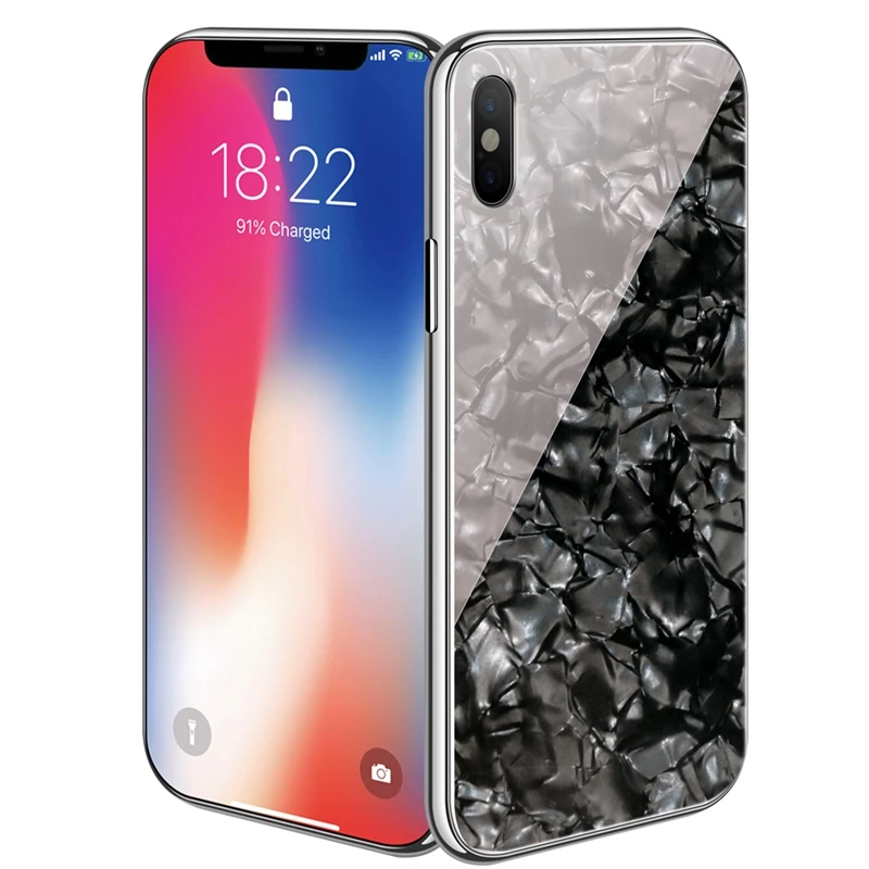 Роскошный Магнитный флип чехол для iPhone X 6 6S 7 8 Plus PC с узором закаленное стекло