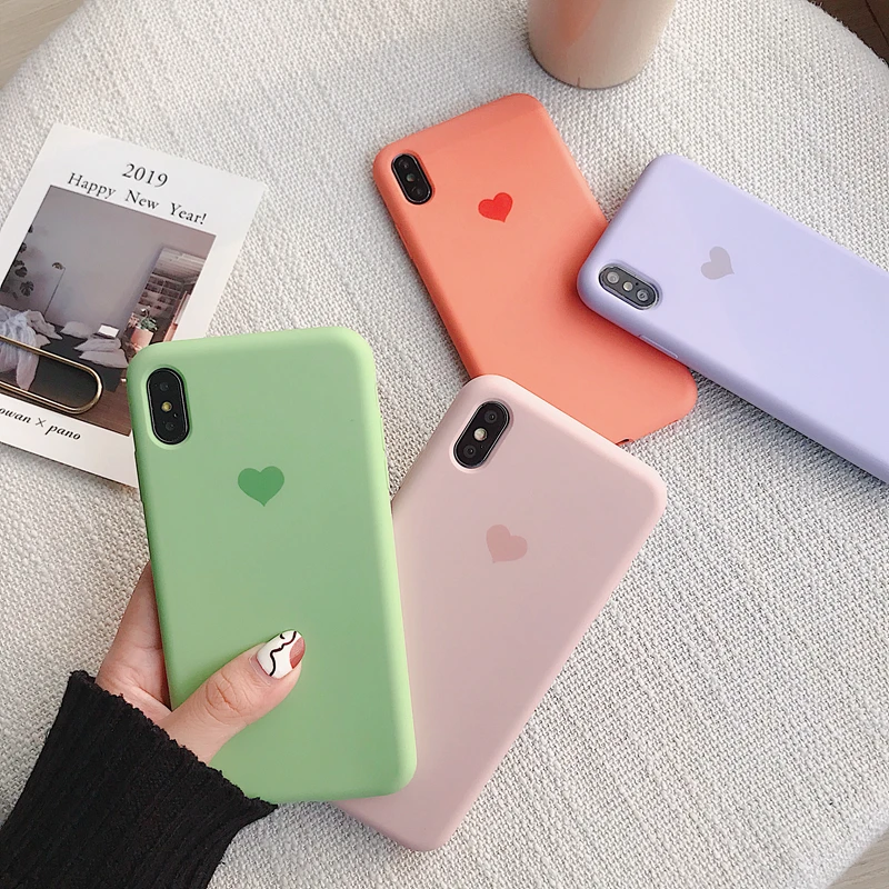 Силиконовый чехол для телефона iPhone X XR XS Max 6 6S 7 8 Plus с сердечком эластичные