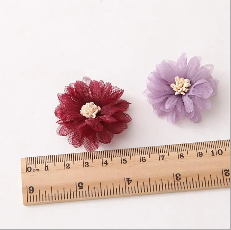 5 шт./лот цветы из сетчатой ткани для DIY аксессуары волос Одежда девочек головные