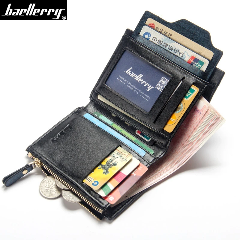 

Baellerry Wallet Men Top quality Leather short Men wallets Brand Male Clutch Wallet Purse with zipper coin pocket card holders