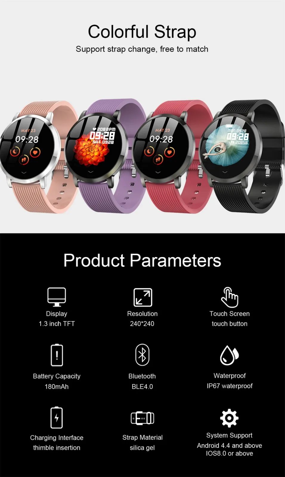 Beautyss LV09 Bluetooth монитор сердечного ритма кровяного давления Смарт-часы спортивные фитнес-трекер Смарт amazfit bip для Android IOS