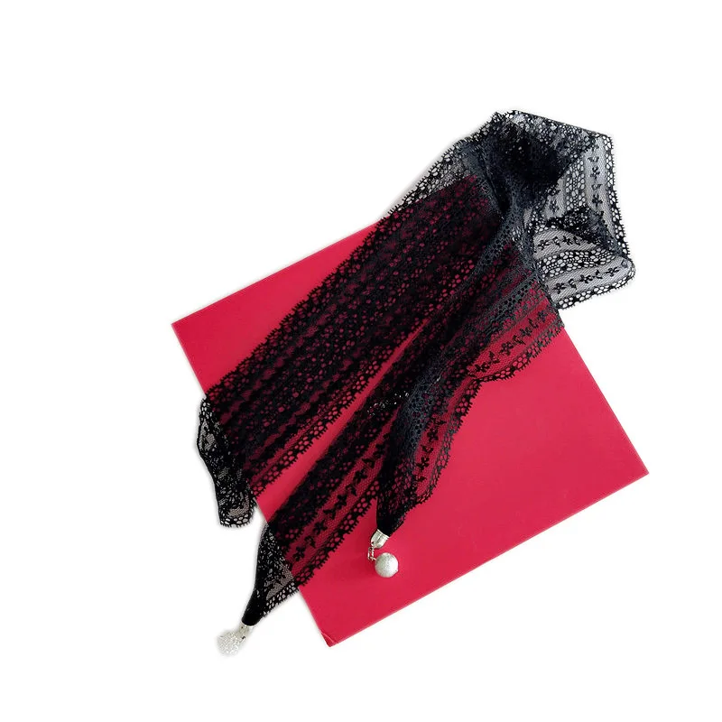 Новый элегантный женский жемчужный кружевной шарф на голову облегающий черно