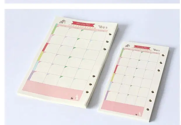 month plan 45 листов, А6, А5, зеленые растения, цветные, яркие, дневники, заправки, спираль, блокнот, сменный цвет, основной вкладыш, планировщик, 6, связующее кольцо, бумага - Цвет: month plan