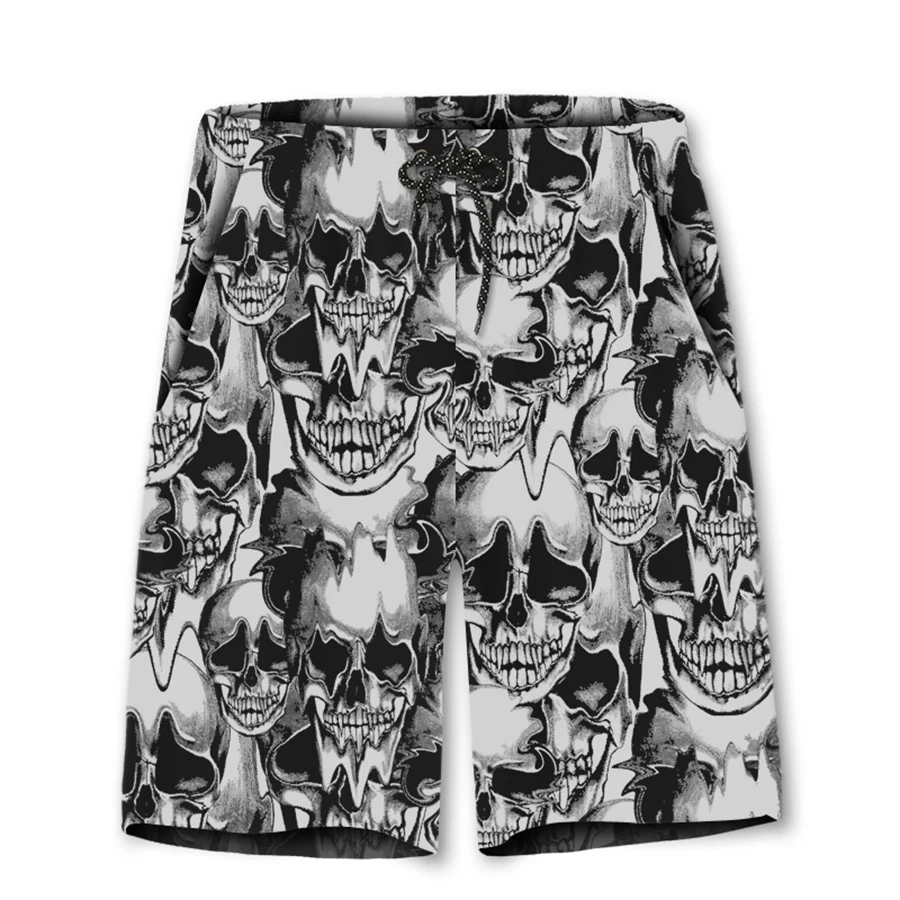 Летние мужские шорты с 3d принтом черепом в стиле хип-хоп Полиэстеровые Hombre