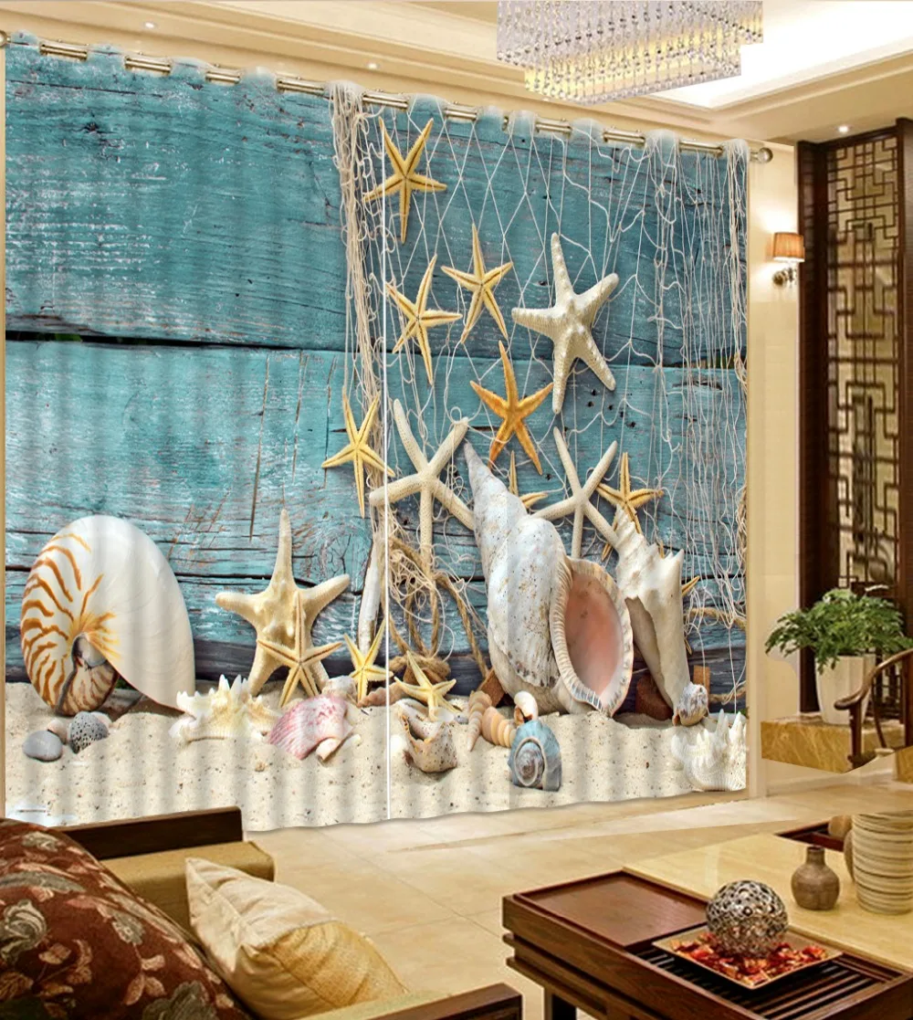 Фото моллюсков звезды песчаная сетка шторы в простом стиле для гостиной крутые