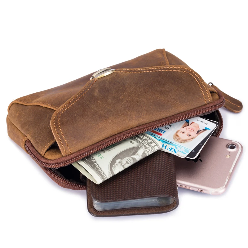 Men's Clutch Bag Genuine Leather Money Clip Handy Male Long Wallet Purses Pack Zipper Buckle Carteira Masculina Business Travel