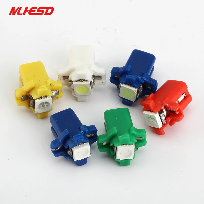 100pcs Instrument Light 12V T5 B8.3 B8.3D 5050 smd 1 led Auto Wedge Dashboard Indicator white red blue yellow green | Автомобили и