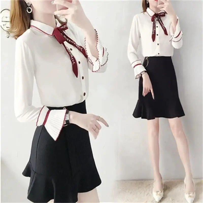 Fashion fishtail skirt suit female summer season New women's high-end casual temperament shirt + two-piece women |