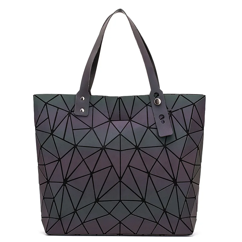 

Luminous new bag Women Geometric bag Diamond Tote Quilted Shoulder Bags Laser Plain Folding Handbags Hologram bolsa feminina