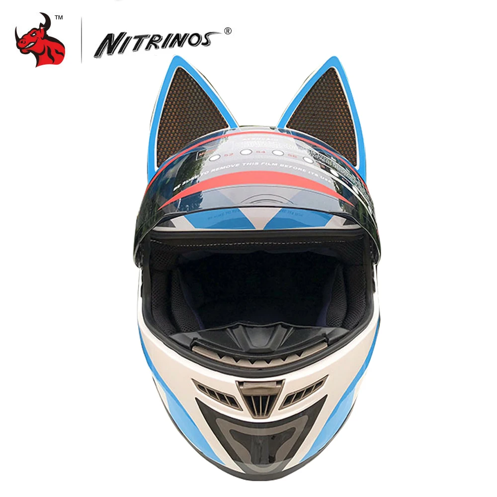blue NITRINOS мотоциклетный шлем для мужчин и женщин персональный Мото шлем Capacete De Moto белый анфас гоночные Шлемы Casco Moto - Цвет: blue