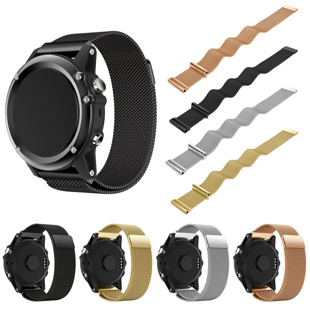 Миланская Магнитная Петля, браслет из нержавеющей стали с сеткой, Смарт-часы, ремешок для Garmin Fenix 3 80605