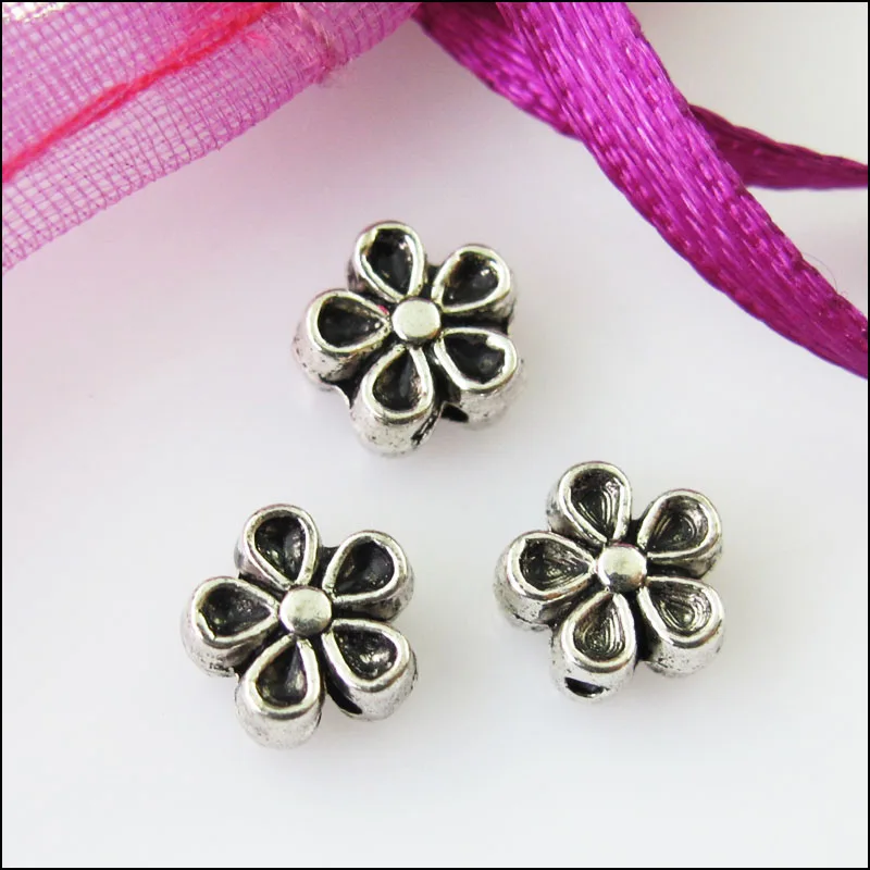 Новинка! 60 шт. Тибетский серебристый цвет с мелким цветочным рисунком бусины