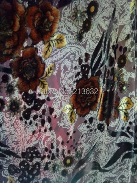 Бархатные ткани с двойной вышивкой вырезами серо-оранжевого цвета - купить по