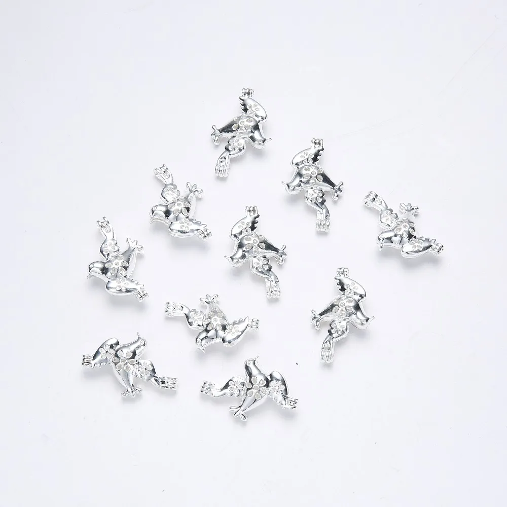 10 шт Серебряный тон смешанный стиль медные жемчужные бусины клетка медальоны