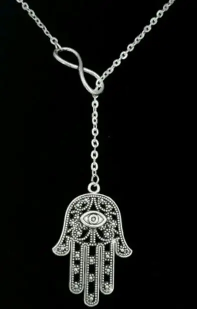 Кисточка Жемчужный Камень Besd Винтажный серебряный Хамса ручной чокер ожерелье